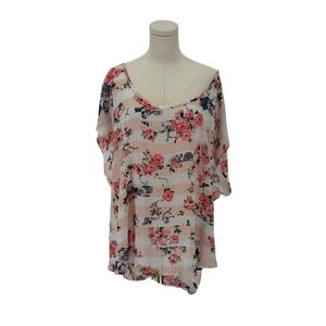 Torrid Womens Floral Stripe Off the Shoulder Sheer Blouse Size 3